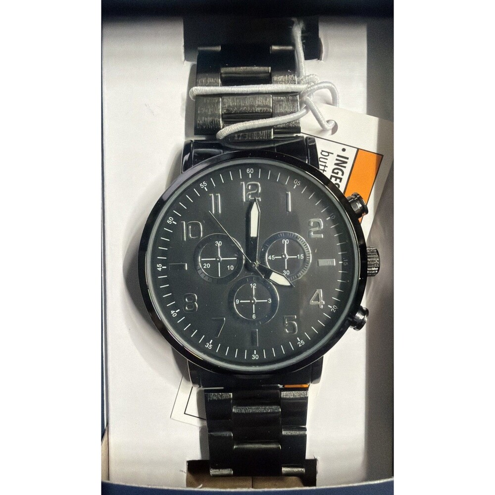George Men's Gunmetal Round Bracelet Watch With Black Dial-New in Box